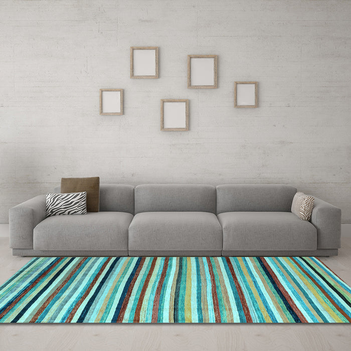 Machine Washable Abstract Light Blue Modern Rug in a Living Room, wshabs4126lblu