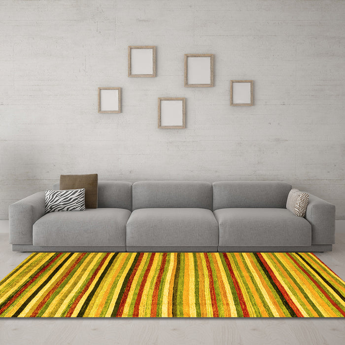 Machine Washable Abstract Yellow Modern Rug in a Living Room, wshabs4126yw