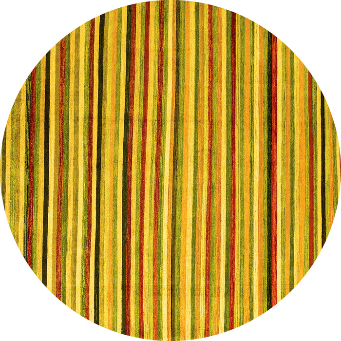 Round Machine Washable Abstract Yellow Modern Rug, wshabs4126yw