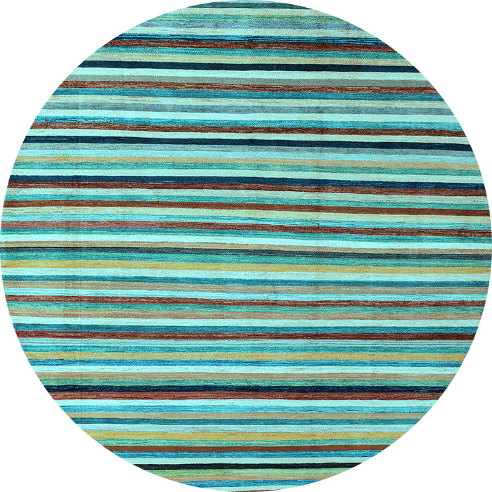 Round Machine Washable Abstract Light Blue Modern Rug, wshabs4126lblu