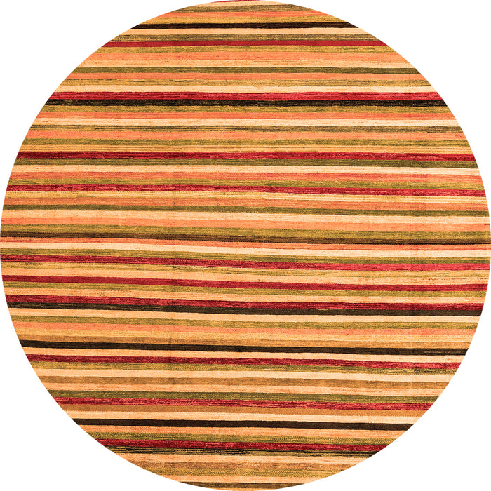 Round Machine Washable Abstract Orange Modern Area Rugs, wshabs4126org