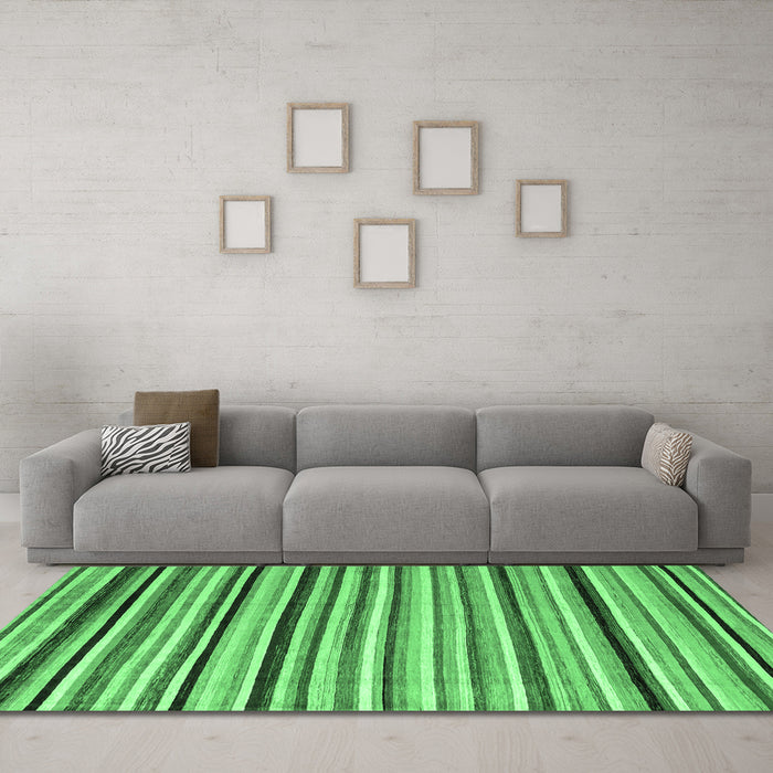 Machine Washable Abstract Emerald Green Modern Area Rugs in a Living Room,, wshabs4126emgrn