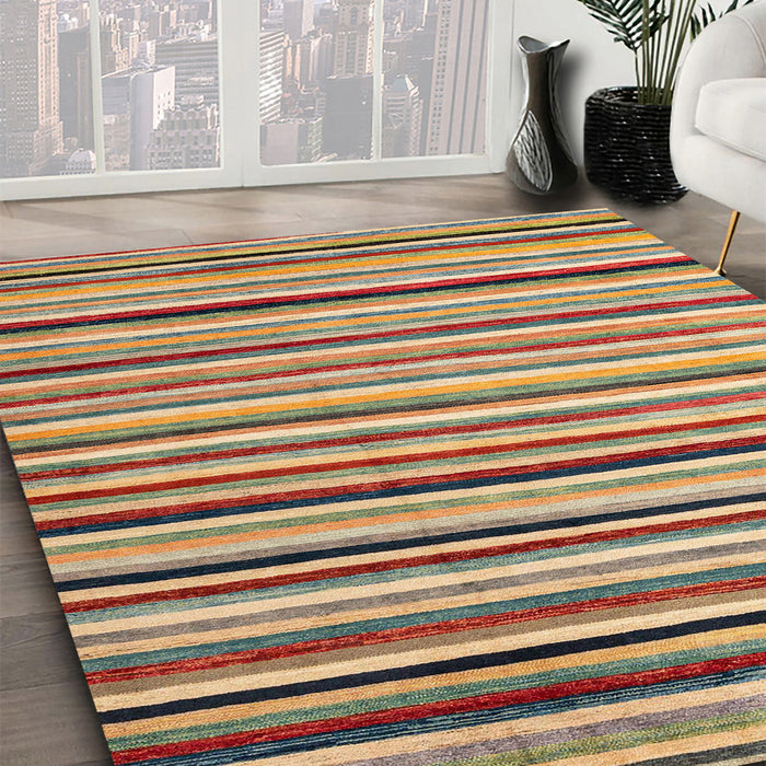 Machine Washable Abstract Brown Green Rug in a Family Room, wshabs4126