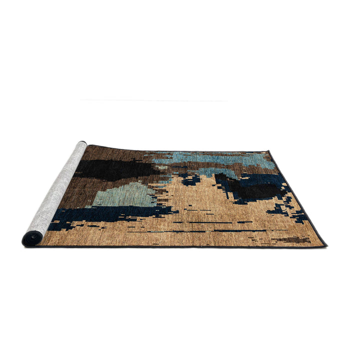 Sideview of Machine Washable Abstract Dark Almond Brown Rug, wshabs4127