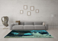 Machine Washable Abstract Light Blue Modern Rug, wshabs4127lblu