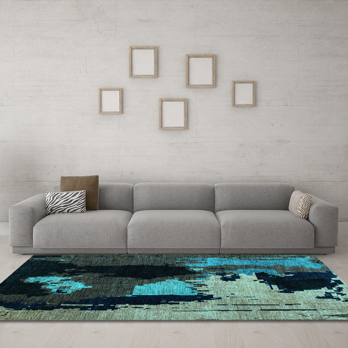 Machine Washable Abstract Light Blue Modern Rug in a Living Room, wshabs4127lblu