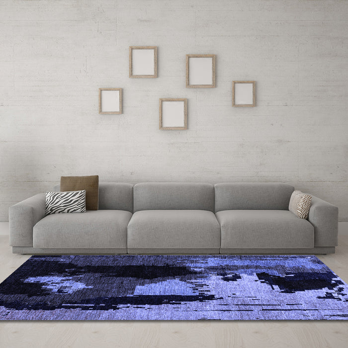 Machine Washable Abstract Blue Modern Rug in a Living Room, wshabs4127blu