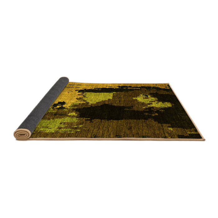 Sideview of Abstract Yellow Modern Rug, abs4127yw