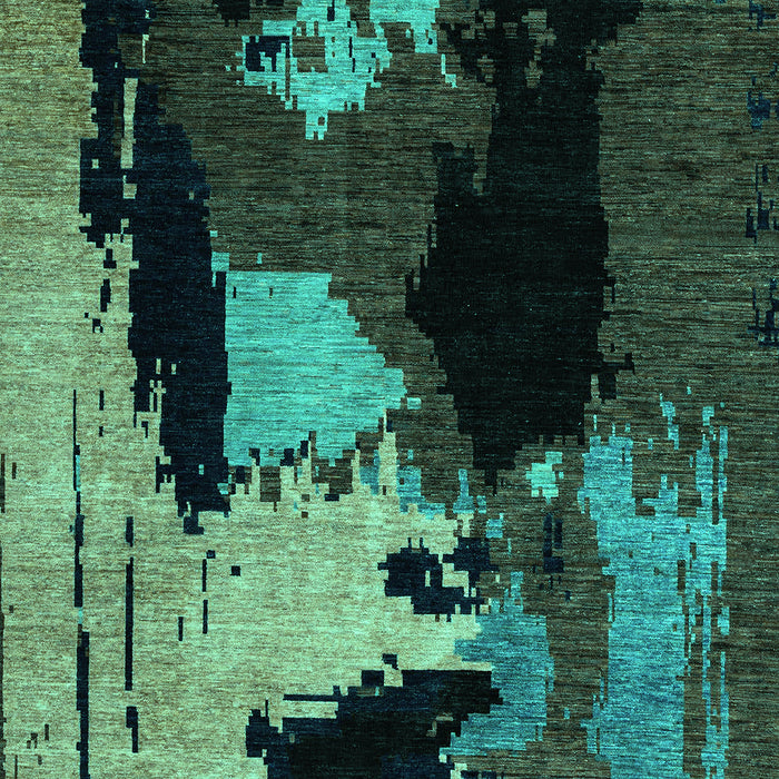 Machine Washable Abstract Turquoise Modern Area Rugs, wshabs4127turq