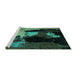 Sideview of Machine Washable Abstract Turquoise Modern Area Rugs, wshabs4127turq