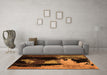 Machine Washable Abstract Orange Modern Area Rugs in a Living Room, wshabs4127org