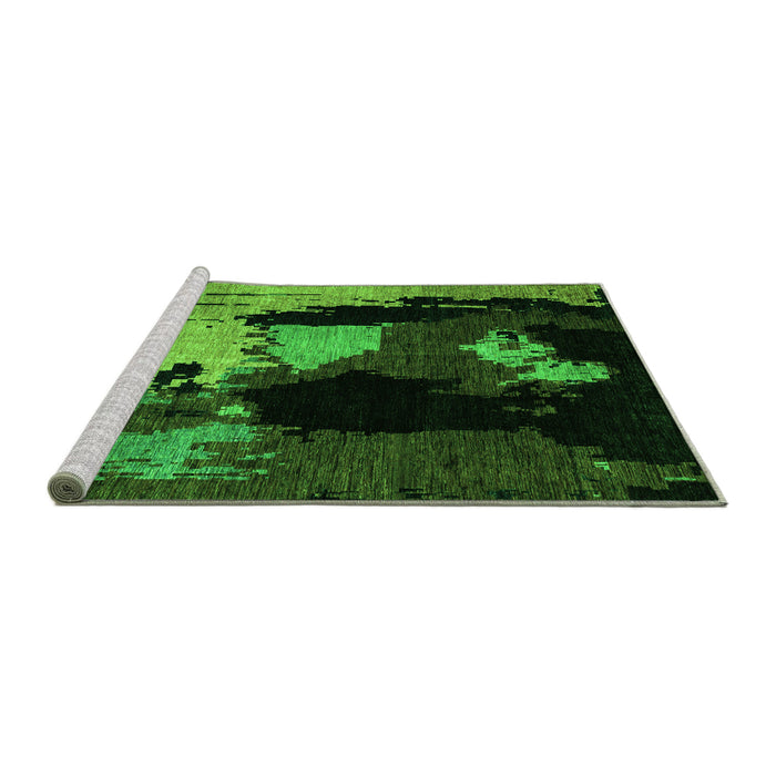 Sideview of Machine Washable Abstract Green Modern Area Rugs, wshabs4127grn