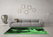 Machine Washable Abstract Emerald Green Modern Area Rugs in a Living Room,, wshabs4127emgrn