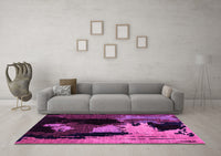 Machine Washable Abstract Pink Modern Rug, wshabs4127pnk