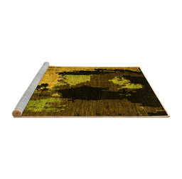 Sideview of Machine Washable Abstract Yellow Modern Rug, wshabs4127yw