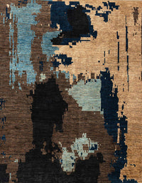 Machine Washable Abstract Dark Almond Brown Rug, wshabs4127