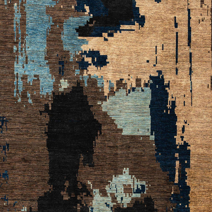 Machine Washable Abstract Dark Almond Brown Rug, wshabs4127