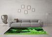 Machine Washable Abstract Green Modern Area Rugs in a Living Room,, wshabs4127grn