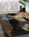 Machine Washable Abstract Dark Almond Brown Rug in a Family Room, wshabs4127