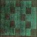 Square Abstract Turquoise Modern Rug, abs4128turq