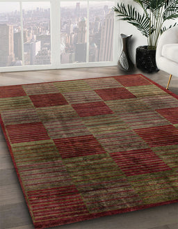 Machine Washable Abstract Saffron Red Rug in a Family Room, wshabs4128