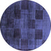 Round Machine Washable Abstract Blue Modern Rug, wshabs4128blu