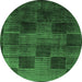 Round Abstract Emerald Green Modern Rug, abs4128emgrn