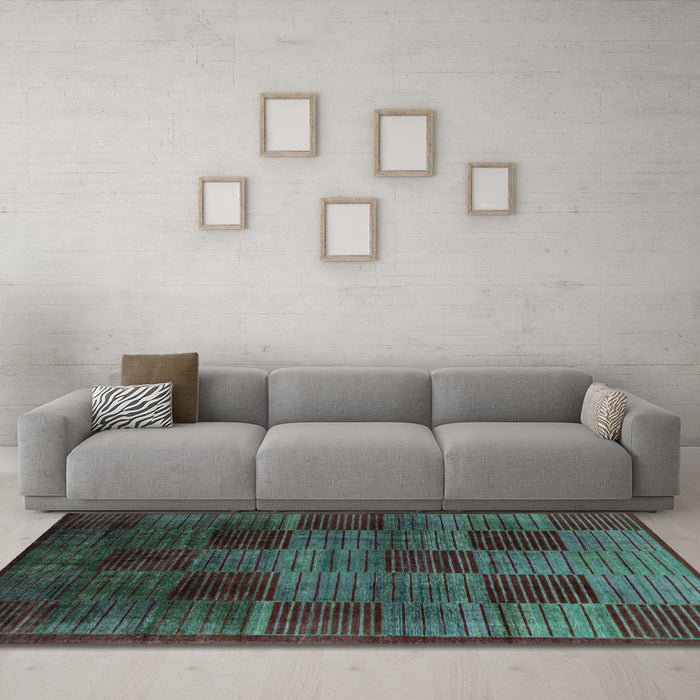 Machine Washable Abstract Light Blue Modern Rug in a Living Room, wshabs4128lblu