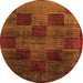 Round Abstract Orange Modern Rug, abs4128org