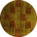 Round Machine Washable Abstract Yellow Modern Rug, wshabs4128yw