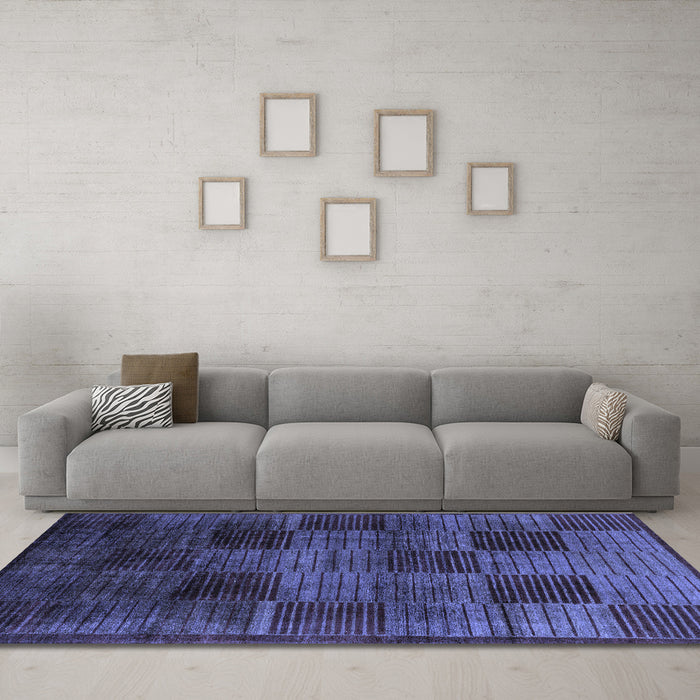 Machine Washable Abstract Blue Modern Rug in a Living Room, wshabs4128blu