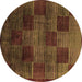 Round Machine Washable Abstract Brown Modern Rug, wshabs4128brn