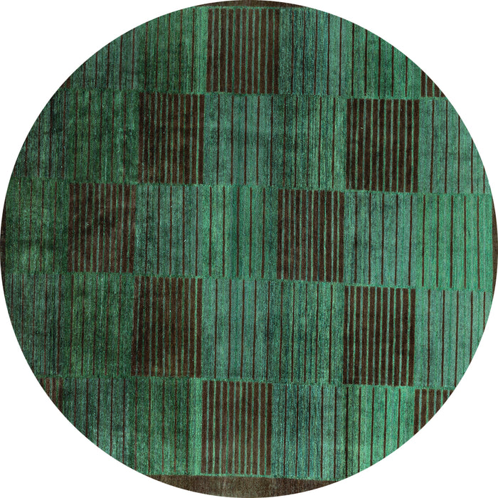 Round Machine Washable Abstract Turquoise Modern Area Rugs, wshabs4128turq