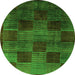 Round Machine Washable Abstract Green Modern Area Rugs, wshabs4128grn