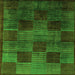 Square Machine Washable Abstract Green Modern Area Rugs, wshabs4128grn