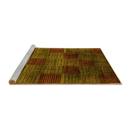 Sideview of Machine Washable Abstract Yellow Modern Rug, wshabs4128yw