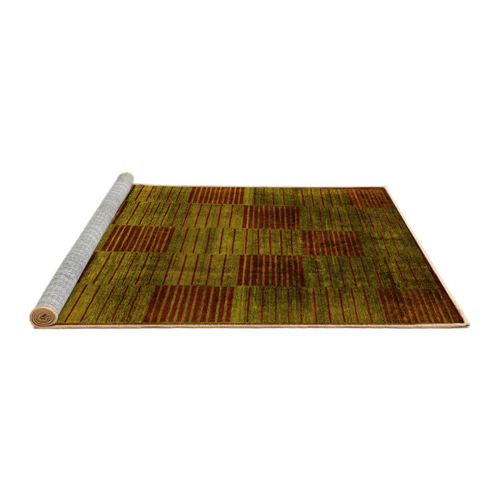 Sideview of Machine Washable Abstract Yellow Modern Rug, wshabs4128yw