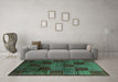 Machine Washable Abstract Turquoise Modern Area Rugs in a Living Room,, wshabs4128turq