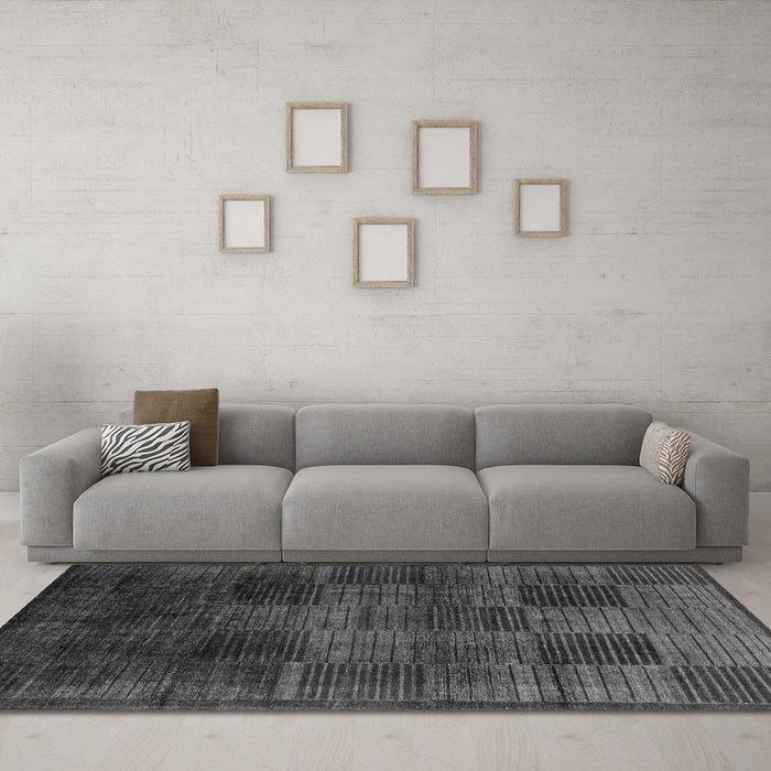 Machine Washable Abstract Gray Modern Rug in a Living Room,, wshabs4128gry
