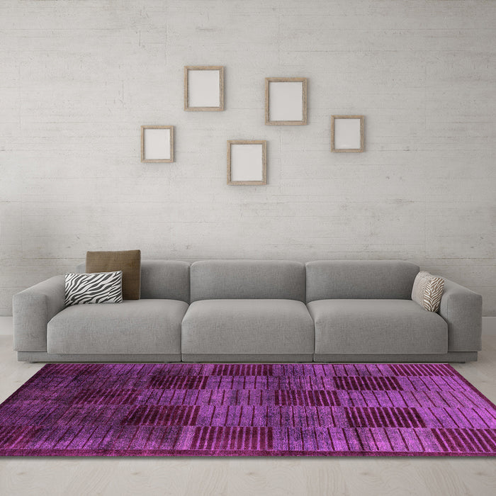 Machine Washable Abstract Purple Modern Area Rugs in a Living Room, wshabs4128pur