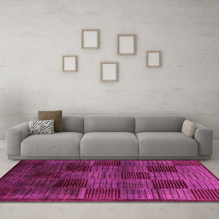 Machine Washable Abstract Pink Modern Rug in a Living Room, wshabs4128pnk