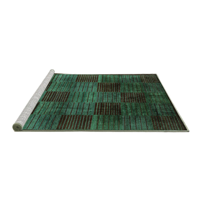 Sideview of Machine Washable Abstract Turquoise Modern Area Rugs, wshabs4128turq