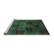 Sideview of Machine Washable Abstract Turquoise Modern Area Rugs, wshabs4128turq