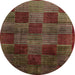 Round Abstract Saffron Red Modern Rug, abs4128