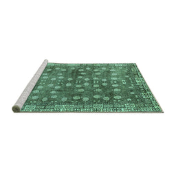 Sideview of Machine Washable Oriental Turquoise Traditional Area Rugs, wshabs4129turq