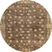 Round Abstract Saddle Brown Oriental Rug, abs4129