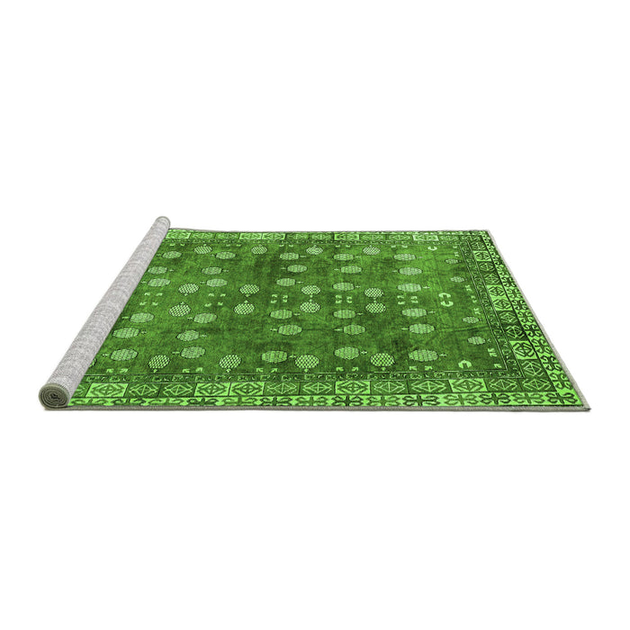 Sideview of Machine Washable Oriental Green Traditional Area Rugs, wshabs4129grn