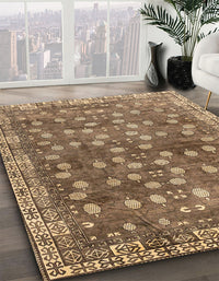 Abstract Saddle Brown Oriental Rug, abs4129