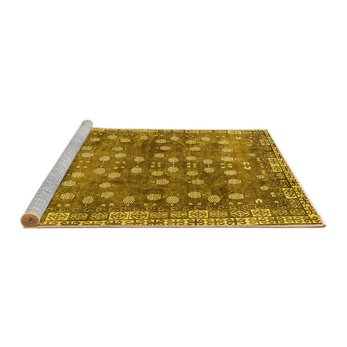 Sideview of Machine Washable Oriental Yellow Traditional Rug, wshabs4129yw