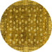 Round Oriental Yellow Traditional Rug, abs4129yw